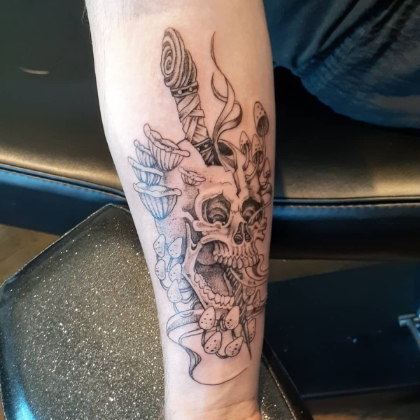 Mushroom Skull Tattoo