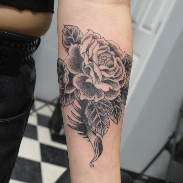 Blackwork Rose Tattoo