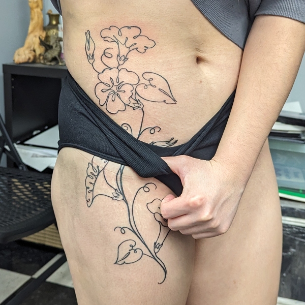 fineline-morning-glories-tattoo