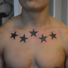 Five Stars Chest Tattoo