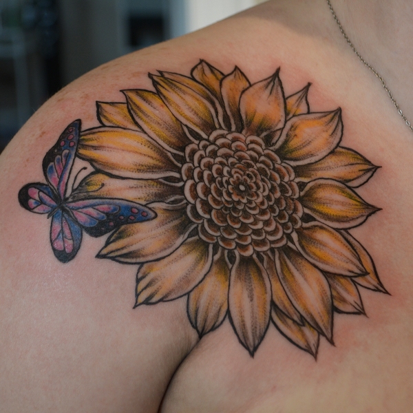 Colorful Sunflower Tattoo