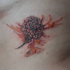 Watercolor Marigold Tattoo