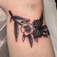 Black Berries on a Branch Tattoo