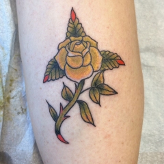 Traditional Yellow rose tattoo