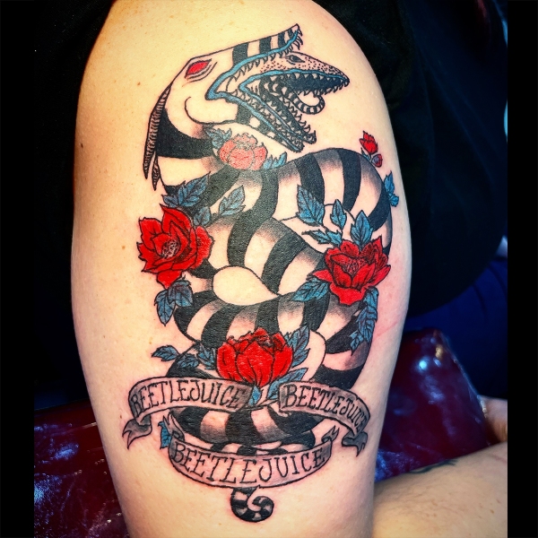 tradtional-beetlejuice-sandworm-tattoo