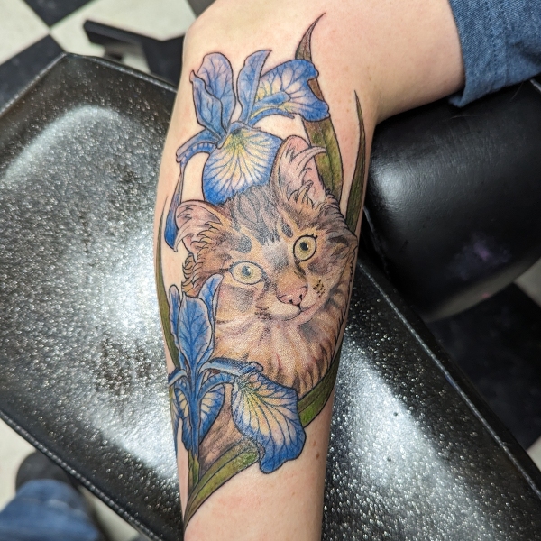 Realistic Pet Portrait with flowers