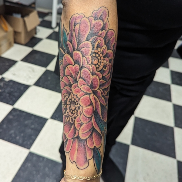 Pink and Purple Neo-Traditional Peonies