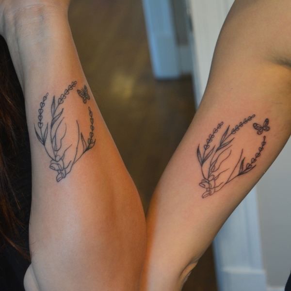 Holding Hands With Lavender Tattoo