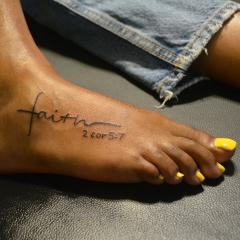 Faith Tattoo on the foot
