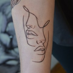Duality Abstract Faces Tattoo