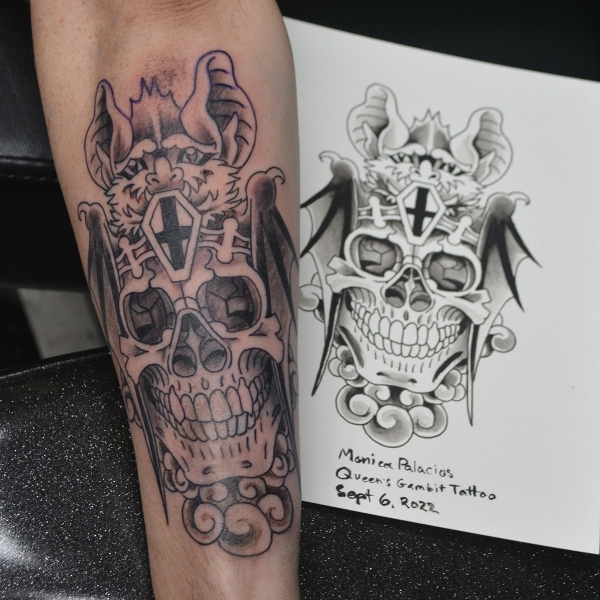 Bat Skull King tattoo