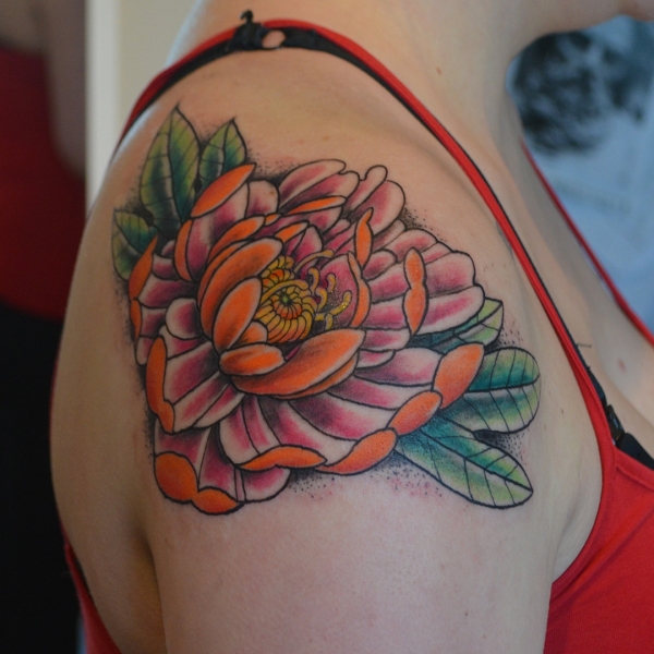 Orange Peony Tattoo