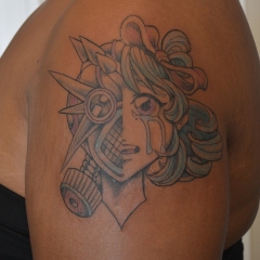 Covid Girl Head Tattoo