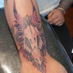 Purple Wolf Monster Tattoo