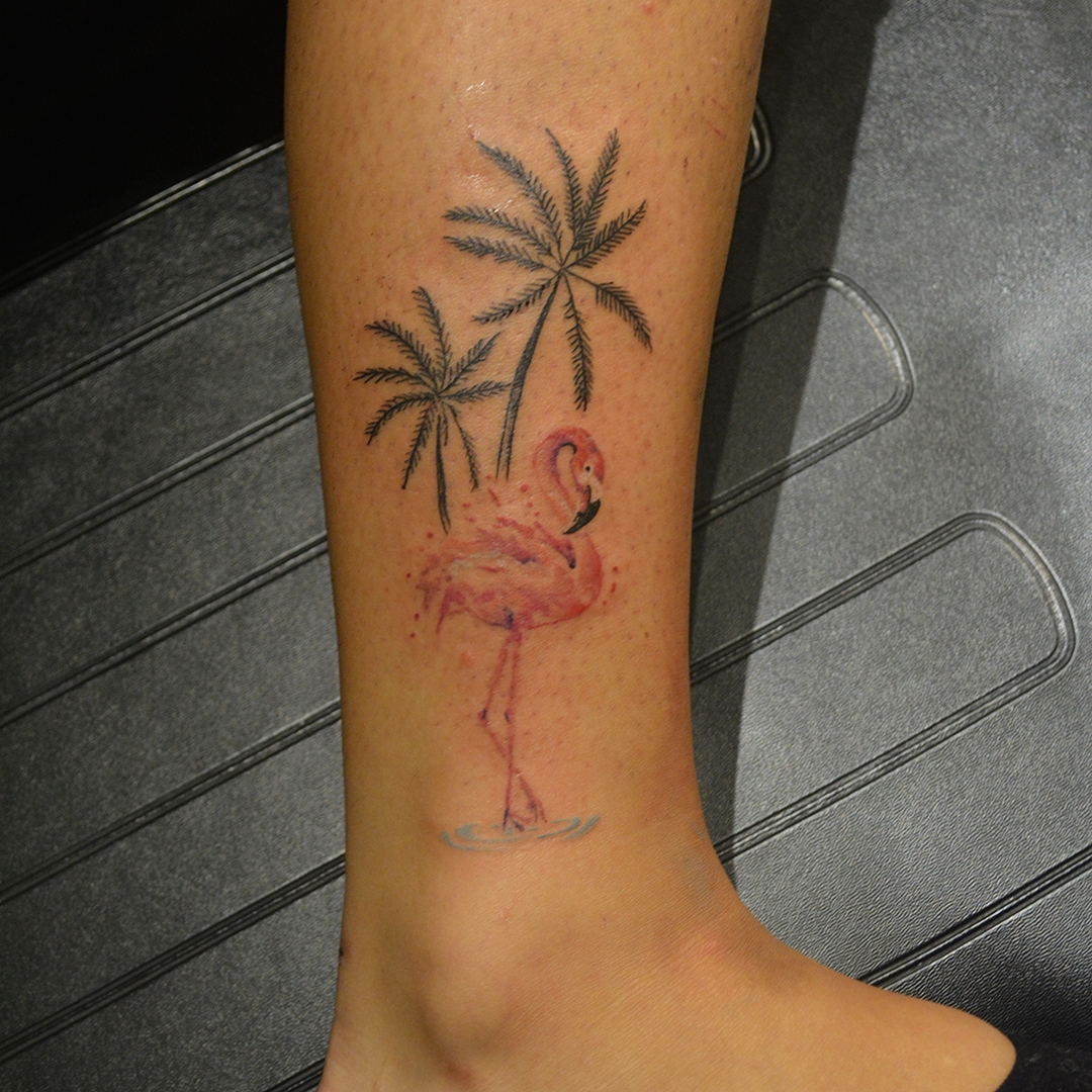 Tattoo tagged with: small, animal, tiny, bird, ida, ankle, ifttt, little,  flamingo, illustrative | inked-app.com